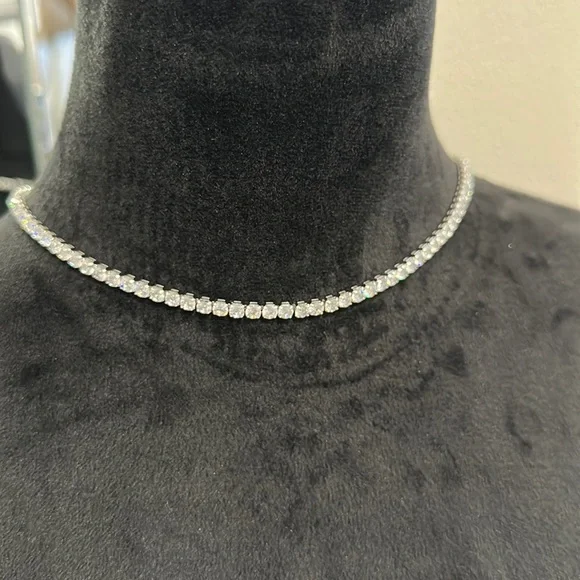Sterling Silver cubic zirconia  Tennis Choker - Picture 2 of 6